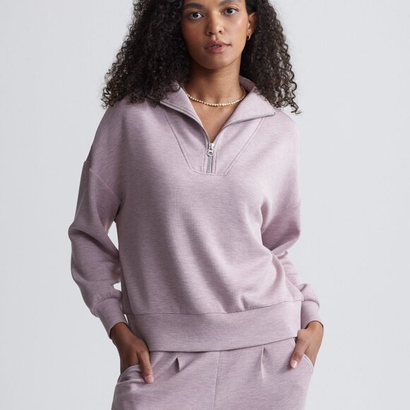 Varley Hawley Half-Zip Sweat - Mauve Marl NWT MSRP$148